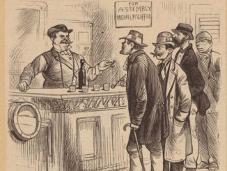 Candidate for assembly and laborers discussing suffrage