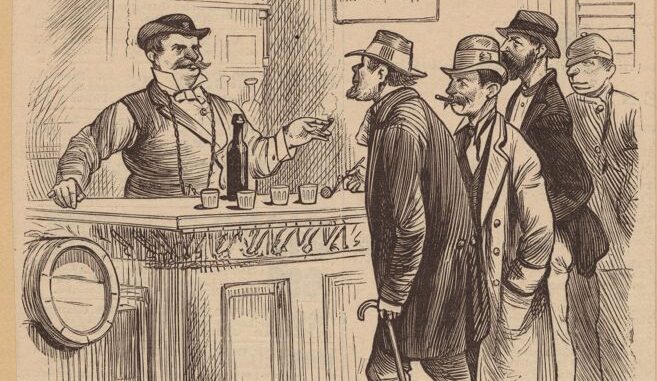 Candidate for assembly and laborers discussing suffrage