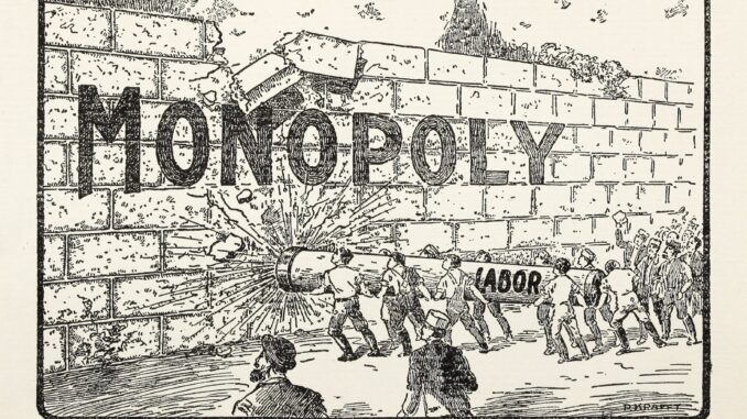 Arbeiter zerstören ein Monopol